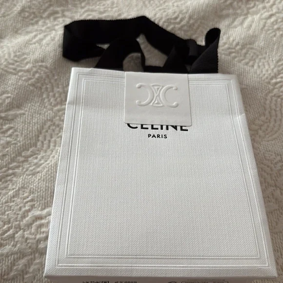 Celine White paper Tote with Black Handles